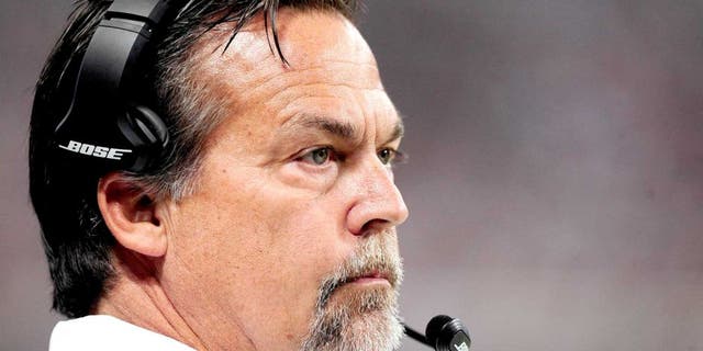 Sep 7, 2014; St. Louis, MO, USA; St. Louis Rams head coach Jeff Fisher looks on as his team plays the Minnesota Vikings during the first half at the Edward Jones Dome. Mandatory Credit: Jeff Curry-USA TODAY Sports