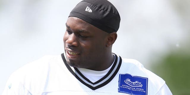 May 27, 2015; Detroit, MI, USA; Detroit Lions defensive tackle Tyrunn Walker (93) during OTA at Detroit Lions Training Facility. Mandatory Credit: Andrew Weber-USA TODAY Sports