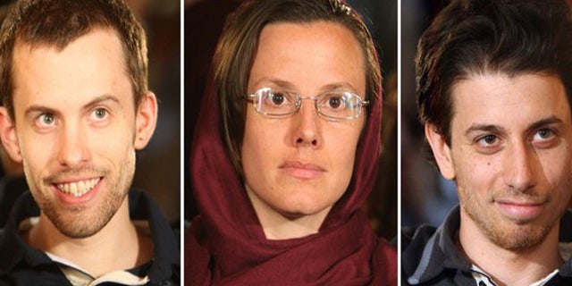 May 20: Detained U.S. hikers (L-R) Shane Bauer, Sarah Shourd and Josh Fattal during a meeting with their mothers in Tehran.