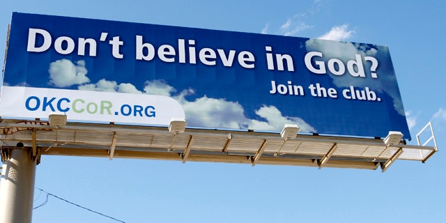 Sept. 9: A billboard erected by atheists in Oklahoma City reads "Don't believe in God? Join the club."