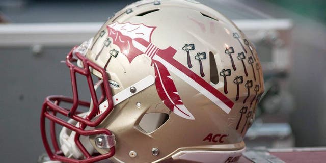 Nov 9, 2013; Winston-Salem, NC, USA; A Florida State Seminoles helmet lays on the sidelines during the game against the Wake Forest Demon Deacons at BB&T Field. Florida State defeated Wake Forest 59-3. Mandatory Credit: Jeremy Brevard-USA TODAY Sports