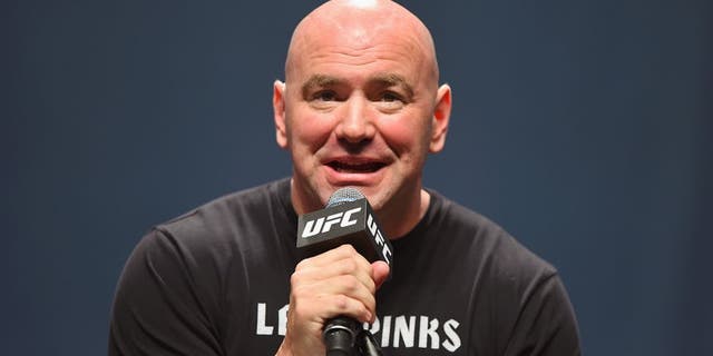 LAS VEGAS, NV - SEPTEMBER 04: UFC president Dana White speaks to the media and fans during the UFC's Go Big launch event inside MGM Grand Garden Arena on September 4, 2015 in Las Vegas, Nevada. (Photo by Josh Hedges/Zuffa LLC/Zuffa LLC via Getty Images)