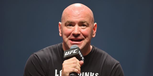 LAS VEGAS, NV - SEPTEMBER 04: UFC president Dana White speaks to the media and fans during the UFC's Go Big launch event inside MGM Grand Garden Arena on September 4, 2015 in Las Vegas, Nevada. (Photo by Josh Hedges/Zuffa LLC/Zuffa LLC via Getty Images)