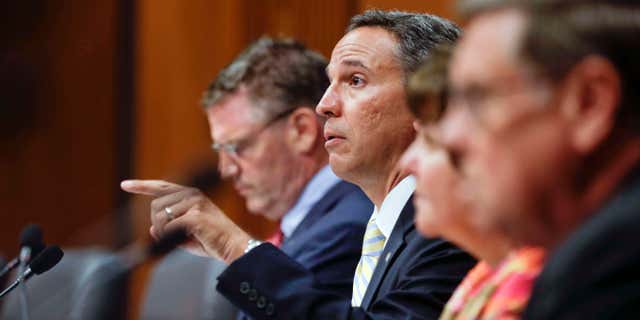 Sept. 10, 2015: State Sen. Jack Martins, R-Mineola, speaks during a Senate Standing Committee labor hearing on the Fast Food Wage Board in Albany, N.Y.