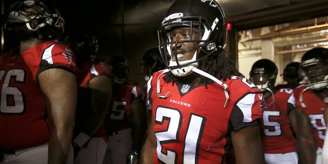 Aug 8, 2014; Atlanta, GA, USA; Atlanta Falcons cornerback Desmond Trufant (21) walks through the tunnel before their game against the Miami Dolphins at the Georgia Dome. The Falcons won 16-10. Mandatory Credit: Jason Getz-USA TODAY Sports