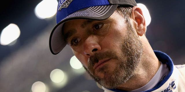 RICHMOND, VA - SEPTEMBER 10: Jimmie Johnson, driver of the #48 Lowe's Pro Services Chevrolet, reacts after the NASCAR Sprint Cup Series Federated Auto Parts 400 at Richmond International Raceway on September 10, 2016 in Richmond, Virginia. (Photo by Sean Gardner/Getty Images)