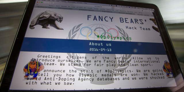 Sept. 14, 2016: A screenshot of the Fancy Bears website fancybear.net seen on a computes screen in Moscow, Russia.