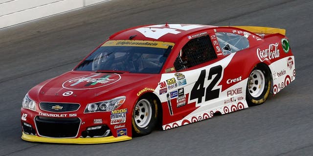 JOLIET, IL - SEPTEMBER 16: Kyle Larson, driver of the #42 Coke Chevrolet, practices for the NASCAR Sprint Cup Series Teenage Mutant Ninja Turtles 400 at Chicagoland Speedway on September 16, 2016 in Joliet, Illinois. (Photo by Jeff Zelevansky/NASCAR via Getty Images)