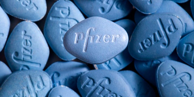 This undated photo provided by pfizer shows Viagra pills.
