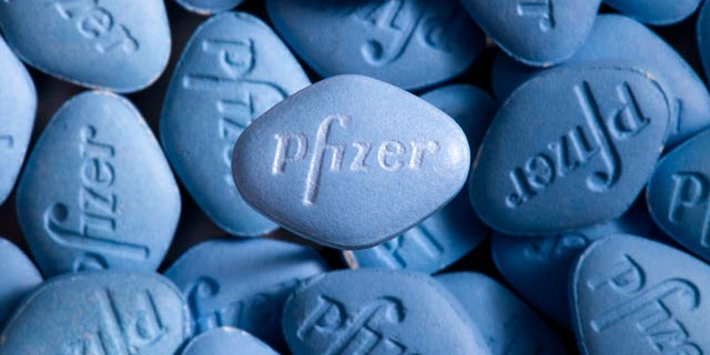 This undated photo provided by pfizer shows Viagra pills.