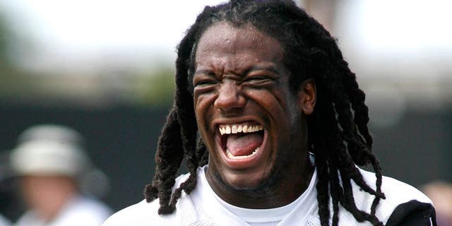 May 28, 2015; Jacksonville, FL, USA; Jacksonville Jaguars free safety Sergio Brown (38) reacts during OTAs at the Florida Blue Health and Wellness Practice Fields. Mandatory Credit: Phil Sears-USA TODAY Sports