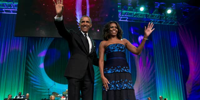 Sept. 19, 2015: President Barack Obama and first lady Michelle Obama arrive at the Congressional Black Caucus Foundation’s 45th Annual Legislative Conference Phoenix Awards Dinner at the Walter E. Washington Convention Center in Washington.
