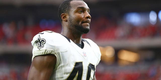 Sep 13, 2015; Glendale, AZ, USA; New Orleans Saints cornerback Delvin Breaux against the Arizona Cardinals at University of Phoenix Stadium. Mandatory Credit: Mark J. Rebilas-USA TODAY Sports