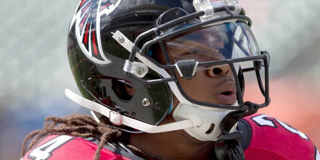 Sep 14, 2014; Cincinnati, OH, USA; Atlanta Falcons running back Devonta Freeman (24) against the Cincinnati Bengals at Paul Brown Stadium. The Bengals won 24-10. Mandatory Credit: Aaron Doster-USA TODAY Sports