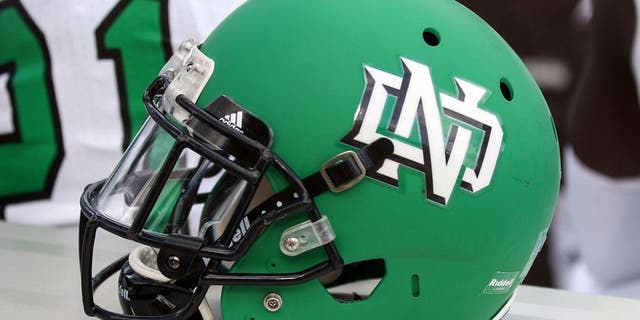 Sep 5, 2015; Laramie, WY, USA; A general view of the North Dakota helmet against the Wyoming Cowboys at War Memorial Stadium. North Dakota beat Wyoming 24-13. Mandatory Credit: Troy Babbitt-USA TODAY Sports
