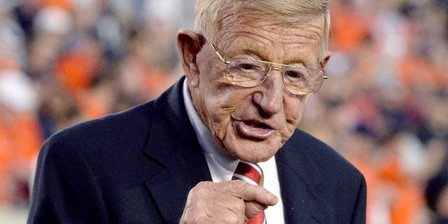 Jan 6, 2014; Pasadena, CA, USA; ESPN analyst Lou Holtz before the 2014 BCS National Championship game between the Auburn Tigers and the Florida State Seminoles at the Rose Bowl. Mandatory Credit: Jayne Kamin-Oncea-USA TODAY Sports