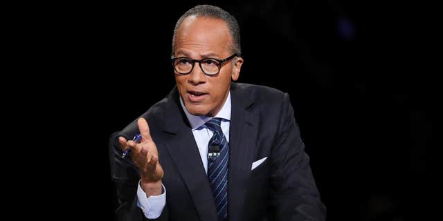 Sept. 26, 2016: Moderator Lester Holt, anchor of NBC Nightly News, asks a question of Democratic presidential nominee Hillary Clinton during the presidential debate Republican presidential nominee Donald Trump at Hofstra University in Hempstead, N.Y.