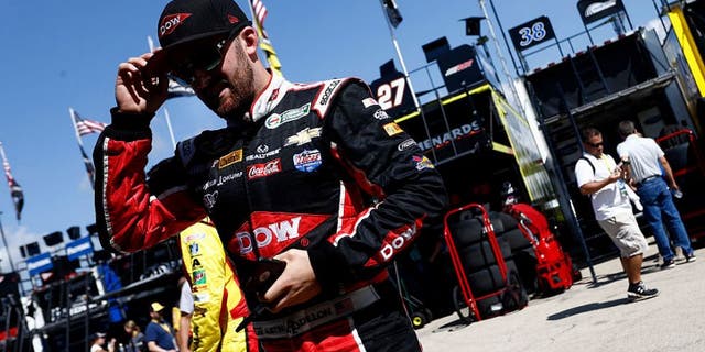 JOLIET, IL - SEPTEMBER 17: Austin Dillon, driver of the #3 Dow - Packaging Chevrolet, walks in the garage area during practice for the NASCAR Sprint Cup Series Teenage Mutant Ninja Turtles 400 at Chicagoland Speedway on September 17, 2016 in Joliet, Illinois. (Photo by Jeff Zelevansky/NASCAR via Getty Images)