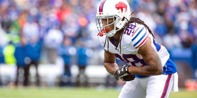 ORCHARD PARK, NY - SEPTEMBER 13: Ronald Darby #28 of the Buffalo Bills comes set to defend against the Indianapolis Colts on September 13, 2015 at Ralph Wilson Stadium in Orchard Park, New York. Buffalo defeats Indianapolis 27-14. (Photo by Brett Carlsen/Getty Images)