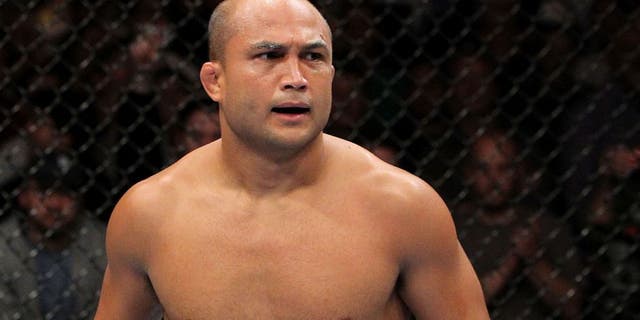 AUBURN HILLAS, MI - NOVEMBER 20: BJ Penn looks on as he fights Matt Hughes during their Welterweight bout part of UFC 123 at the Palace of Auburn Hills on November 20, 2010 in Auburn Hills, Michigan. (Photo by Josh Hedges/Zuffa LLC/Zuffa LLC via Getty Images) *** Local Caption *** BJ Penn
