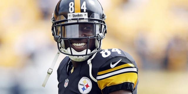 Sep 28, 2014; Pittsburgh, PA, USA; Pittsburgh Steelers wide receiver Antonio Brown (84) smiles on the field before playing the Tampa Bay Buccaneers at Heinz Field. Mandatory Credit: Charles LeClaire-USA TODAY Sports