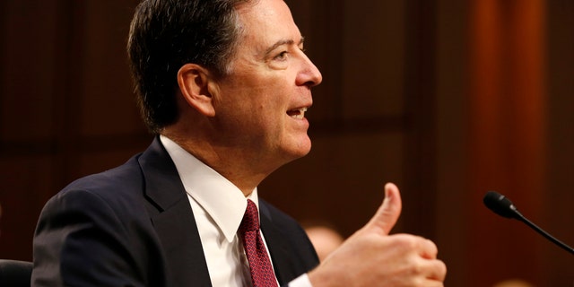 Former FBI Director James Comey testifies before the Senate Intelligence Committee on Capitol Hill, Washington, DC, 6-8-17.
