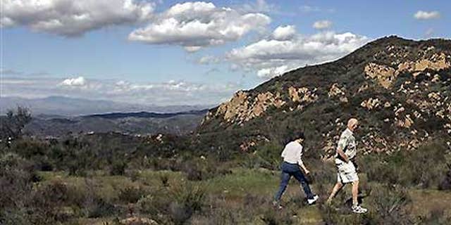 Negrohead Mountain as seen from a bluff above Kanan Road near Malibu, Calif.