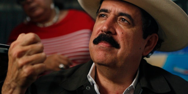 July 17, 2009: Honduras' ousted President Manuel Zelaya answers questions during a news conference in Managua.