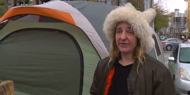 Melissa Burns said she recently moved to the camp after the group was forced out of a nearby park.