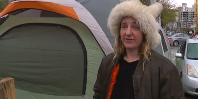Melissa Burns said she recently moved to the camp after the group was forced out of a nearby park.