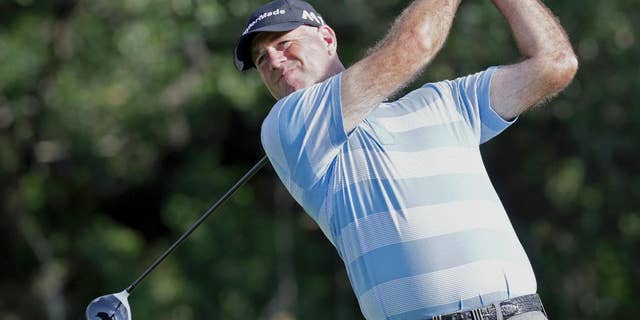 Stewart Cink drives the ball during the first round of the Valero Texas Open golf tournament Thursday, April 20, 2017, in San Antonio. (Tom Reel/The San Antonio Express-News via AP)