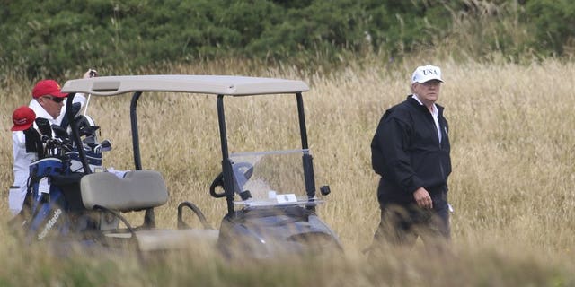 July 14: President Trump plays golf at Turnberry golf club in Scotland.