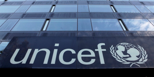 Nov. 17, 2009: The UNICEF logo is pictured on a building in Geneva. (Reuters)