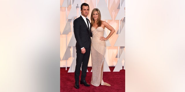 Theroux and Aniston at the 87th Annual Academy Awards.