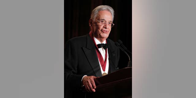 FILE - In this July 10, 2012, file photo, former Brazil President Fernando Henrique Cardoso speaks after receiving the Kluge prize for lifetime achievement in the study of humanity from James H. Billington, the Librarian of Congress, during a ceremony at the Library of Congress in Washington. Cardoso announced Monday, March 30, 2015, that he will form part of a team defending two jailed opposition leaders in Venezuela. (AP Photo/Alex Brandon, File)