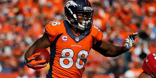 Denver Broncos wide receiver Demaryius Thomas, #88, is shown.