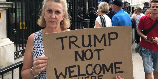 Lucy Wheeler was the first to the anti-Trump protest outside Downing Street.
