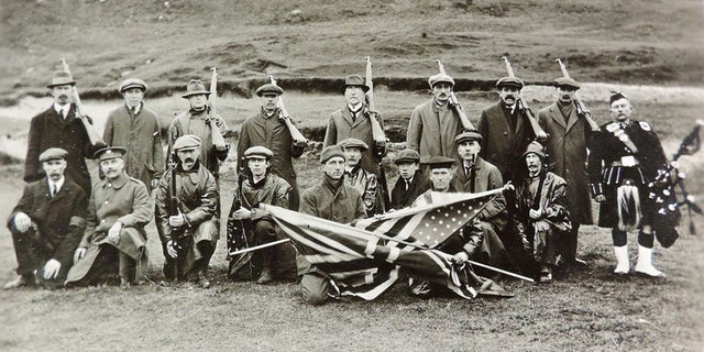 A traditional funeral was held on Islay for the men killed when the Tuscania was hit by a German torpedo 7 miles off the Scottish Island. The funeral procession was led by the British Union flag and the handmade American Stars and Stripes. See Centre Press story CPFLAG; A flag hand stitched on a Scottish island for a mass burial of American soldiers during World War I is making the 3,500-mile journey back to the island 100 years on. The stars and stripes were sewn in less than a day after the troopship SS Tuscania was struck by a German U-Boat around seven miles from Islay.