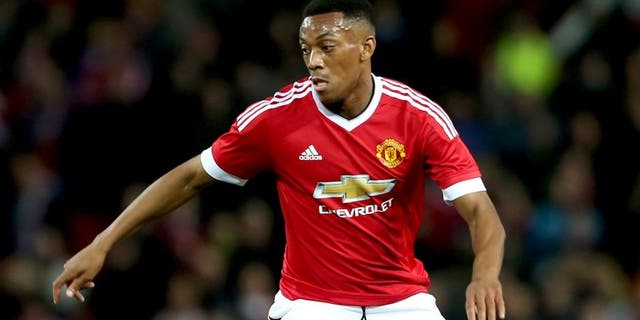 MANCHESTER, ENGLAND - SEPTEMBER 23: Anthony Martial of Manchester United in action during the Capital One Cup Third Round match between Manchester United and Ipswich Town at Old Trafford on September 23, 2015 in Manchester, England. (Photo by John Peters/Man Utd via Getty Images)