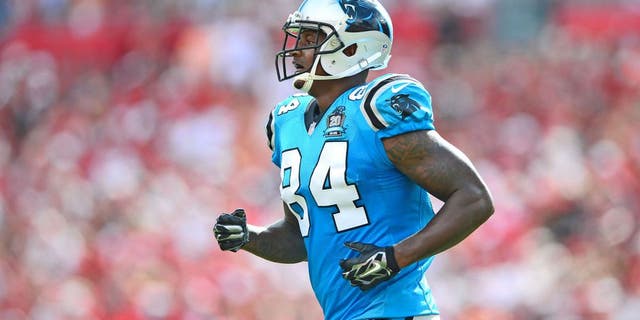 Sep 7, 2014; Tampa, FL, USA; Carolina Panthers tight end Ed Dickson (84) against the Tampa Bay Buccaneers at Raymond James Stadium. Mandatory Credit: Andrew Weber-USA TODAY Sports