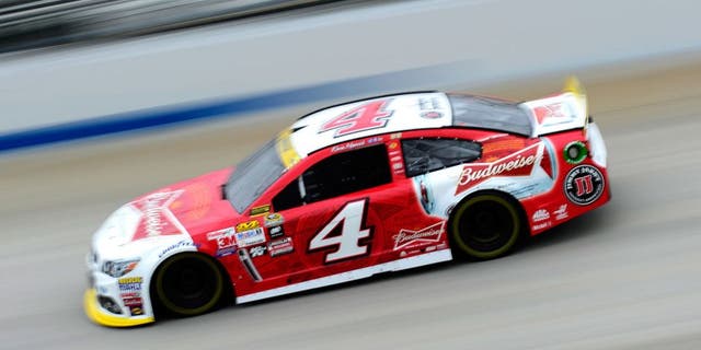 DOVER, DE - OCTOBER 03: Kevin Harvick, driver of the #4 Budweiser/Jimmy John's Chevrolet, drives during practice for the NASCAR Sprint Cup Series AAA 400 at Dover International Speedway on October 3, 2015 in Dover, Delaware. (Photo by Jeff Curry/Getty Images)