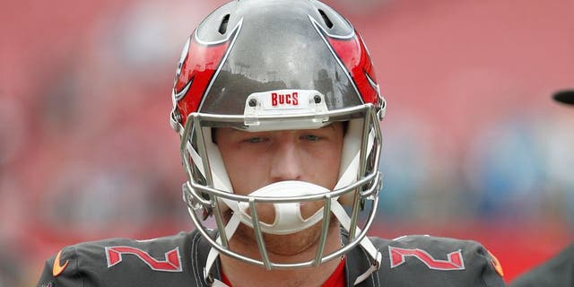 Oct 4, 2015; Tampa, FL, USA; Tampa Bay Buccaneers kicker Kyle Brindza (2) walks off of the field after an NFL football game against the Carolina Panthers at Raymond James Stadium. Carolina won 37-23. Mandatory Credit: Reinhold Matay-USA TODAY Sports