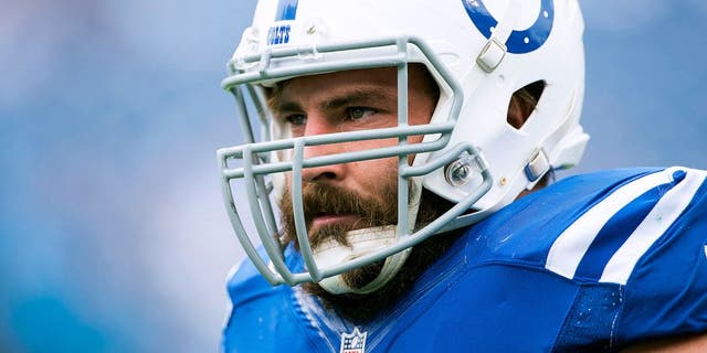 NASHVILLE, TN - SEPTEMBER 27: Todd Herremans #79 of the Indianapolis Colts looks on during a NFL game against the Tennessee Titans at Nissan Stadium on September 27, 2015 in Nashville, Tennessee. (Photo by Ronald C. Modra/Sports Imagery/Getty Images)