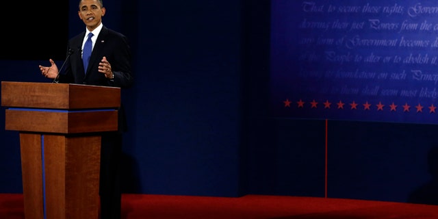 Oct. 3, 2012: President Barack Obama answers a question during the first presidential debate at the University of Denver.