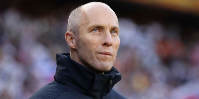 JOHANNESBURG, SOUTH AFRICA - JUNE 18: Bob Bradley head coach of the USA looks thoughtful during the 2010 FIFA World Cup South Africa Group C match between Slovenia and USA at Ellis Park Stadium on June 18, 2010 in Johannesburg, South Africa. (Photo by Ezra Shaw/Getty Images)