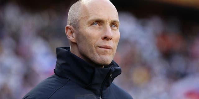 JOHANNESBURG, SOUTH AFRICA - JUNE 18: Bob Bradley head coach of the USA looks thoughtful during the 2010 FIFA World Cup South Africa Group C match between Slovenia and USA at Ellis Park Stadium on June 18, 2010 in Johannesburg, South Africa. (Photo by Ezra Shaw/Getty Images)
