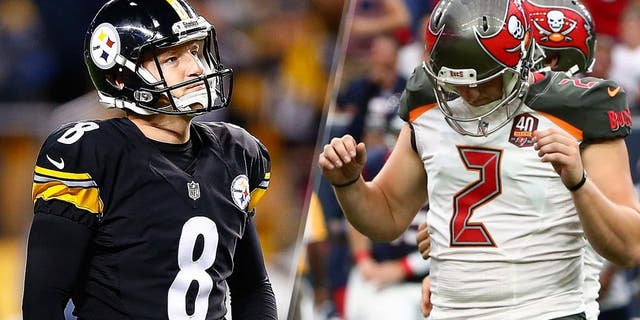 Josh Scobee #8 of the Pittsburgh Steelers reacts after missing a field goal in the second half of the game against the Baltimore Ravens at Heinz Field on October 1, 2015 in Pittsburgh, Pennsylvania. (Photo by Jared Wickerham/Getty Images) Tampa Bay Buccaneers kicker Kyle Brindza (2) and Houston Texans cornerback Kevin Johnson (30) both react to a missed field goal during the game at NRG Stadium. Mandatory Credit: Kevin Jairaj-USA TODAY Sports