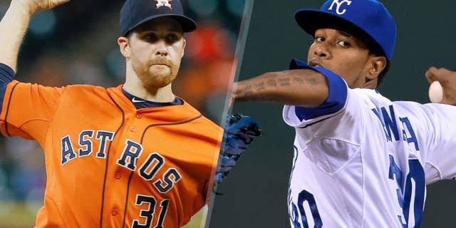 Collin McHugh #31 of the Houston Astros throws in the first inning against the Minnesota Twins at Minute Maid Park on September 4, 2015 in Houston, Texas. (Photo by Bob Levey/Getty Images) Kansas City Royals pitcher Yordano Ventura throws against the Seattle Mariners on Wednesday, Sept. 23, 2015, at Kauffman Stadium in Kansas City, Mo. (John Sleezer/Kansas City Star/TNS via Getty Images)