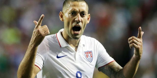 ATLANTA, GA - JULY 22: Clint Dempsey of United States of America yells during the 2015 CONCACAF Gold Cup Semifinal between USA and Jamaica at Georgia Dome on July 22, 2015 in Atlanta, Georgia. (Photo by Matthew Ashton - AMA/Getty Images)