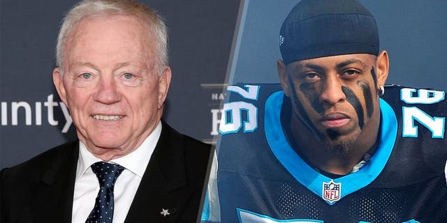 PHOENIX, AZ - JANUARY 31: Dallas Cowboys owner Jerry Jones attends the 2015 NFL Honors at Phoenix Convention Center on January 31, 2015 in Phoenix, Arizona. (Photo by Taylor Hill/Getty Images) CHARLOTTE, NC - DECEMBER 23: Greg Hardy #76 of the Carolina Panthers is introduced before a game against the Oakland Raiders at Bank of America Stadium on December 23, 2012 in Charlotte, North Carolina. Carolina defeated Oakland 17-6. (Photo by Grant Halverson/Getty Images)